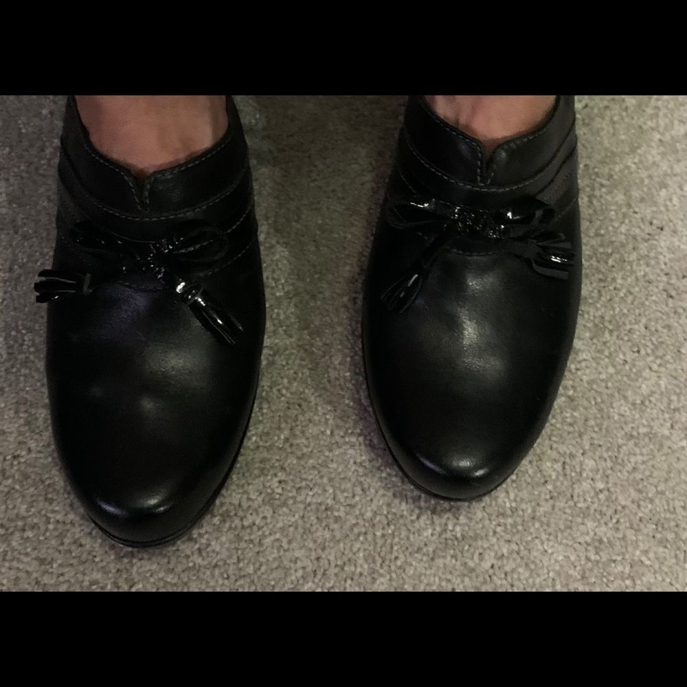 ECCO Black leather slip on heeled loafers 40 - Picture 7 of 10